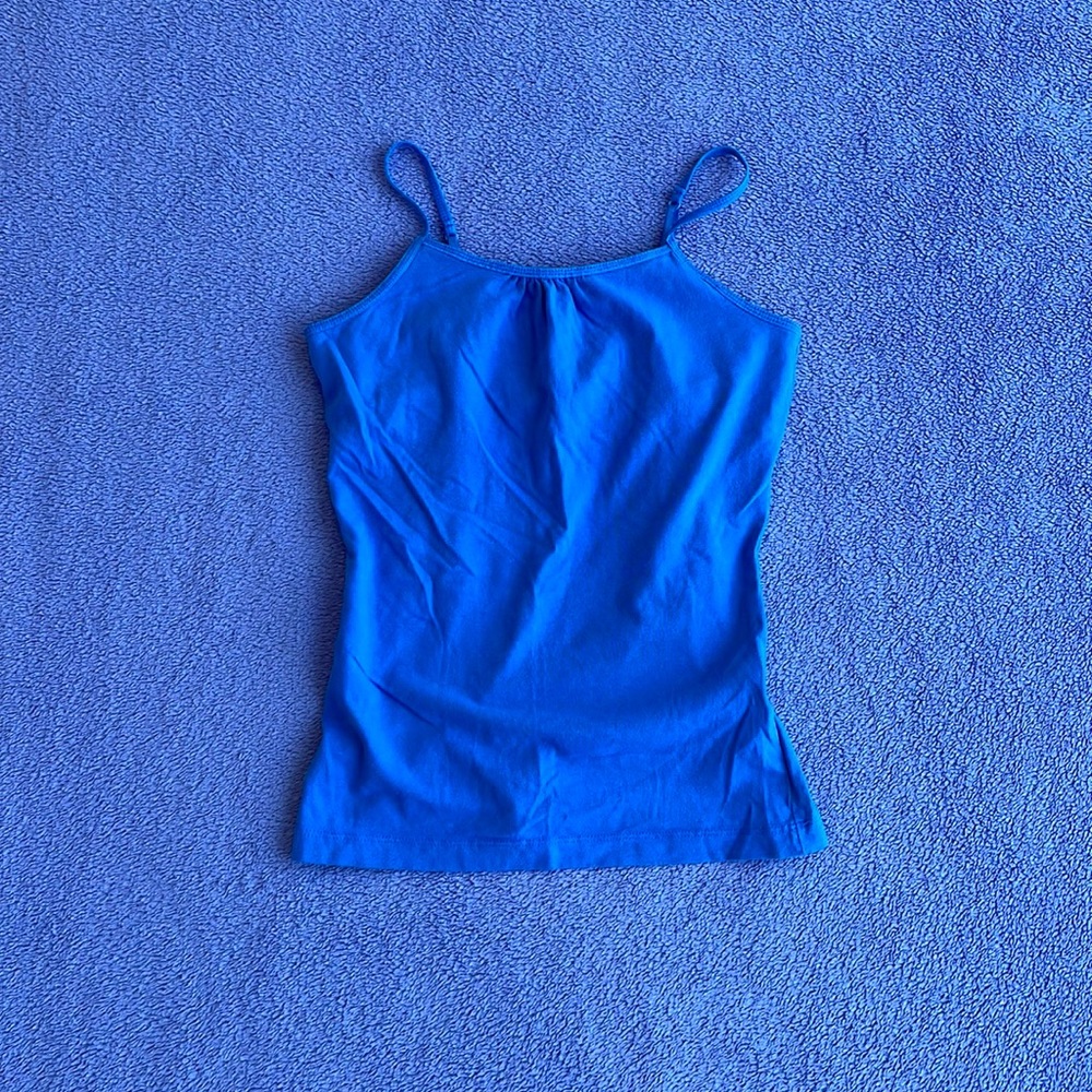Simple Y2K blue tank top fits women size medium or small